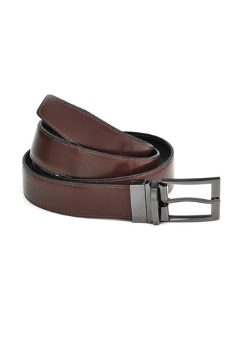 Leather Mens Reversible Belt Black/Brown back view