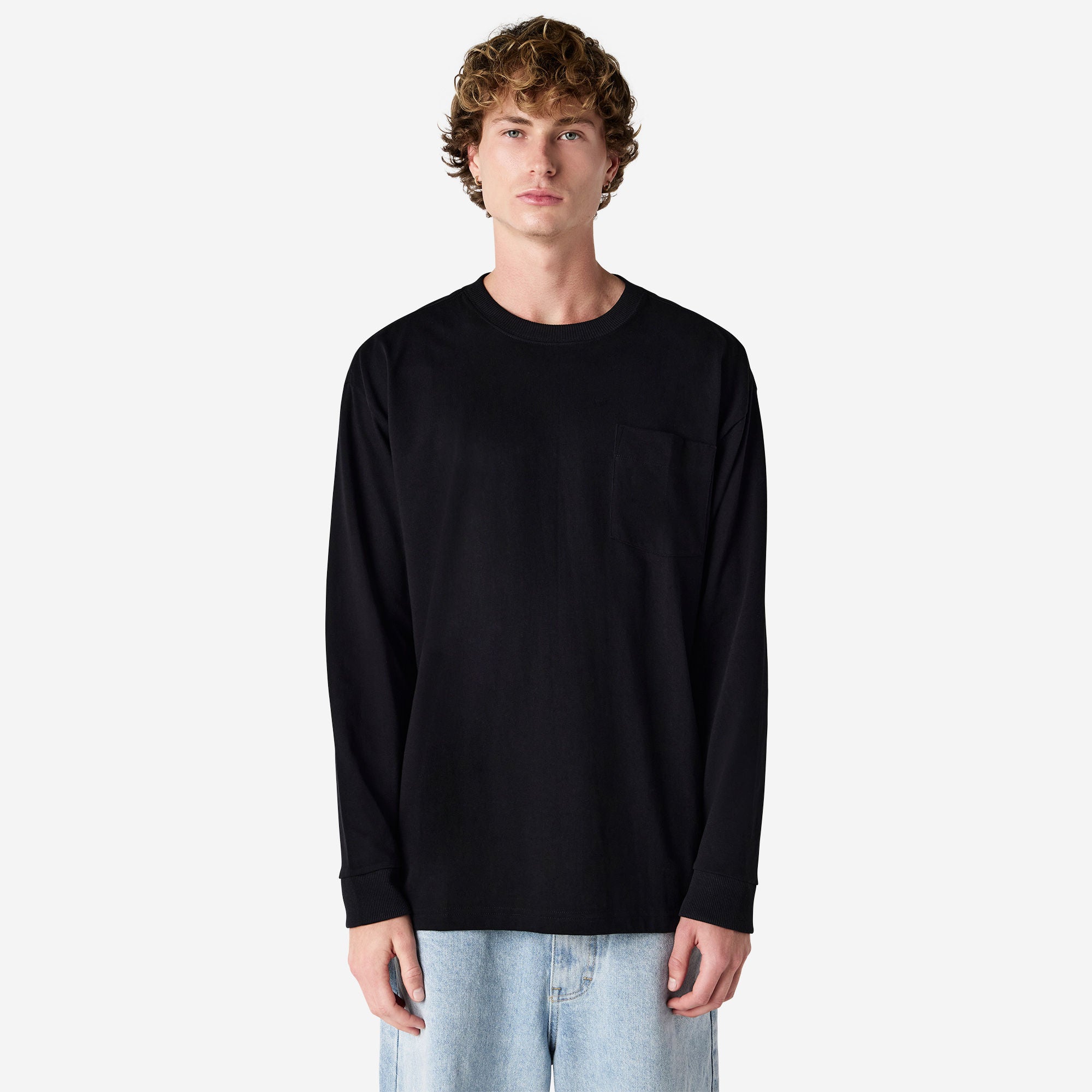 9410 American Apparel Super Heavyweight Long Sleeve T-Shirt with Pocket - Black