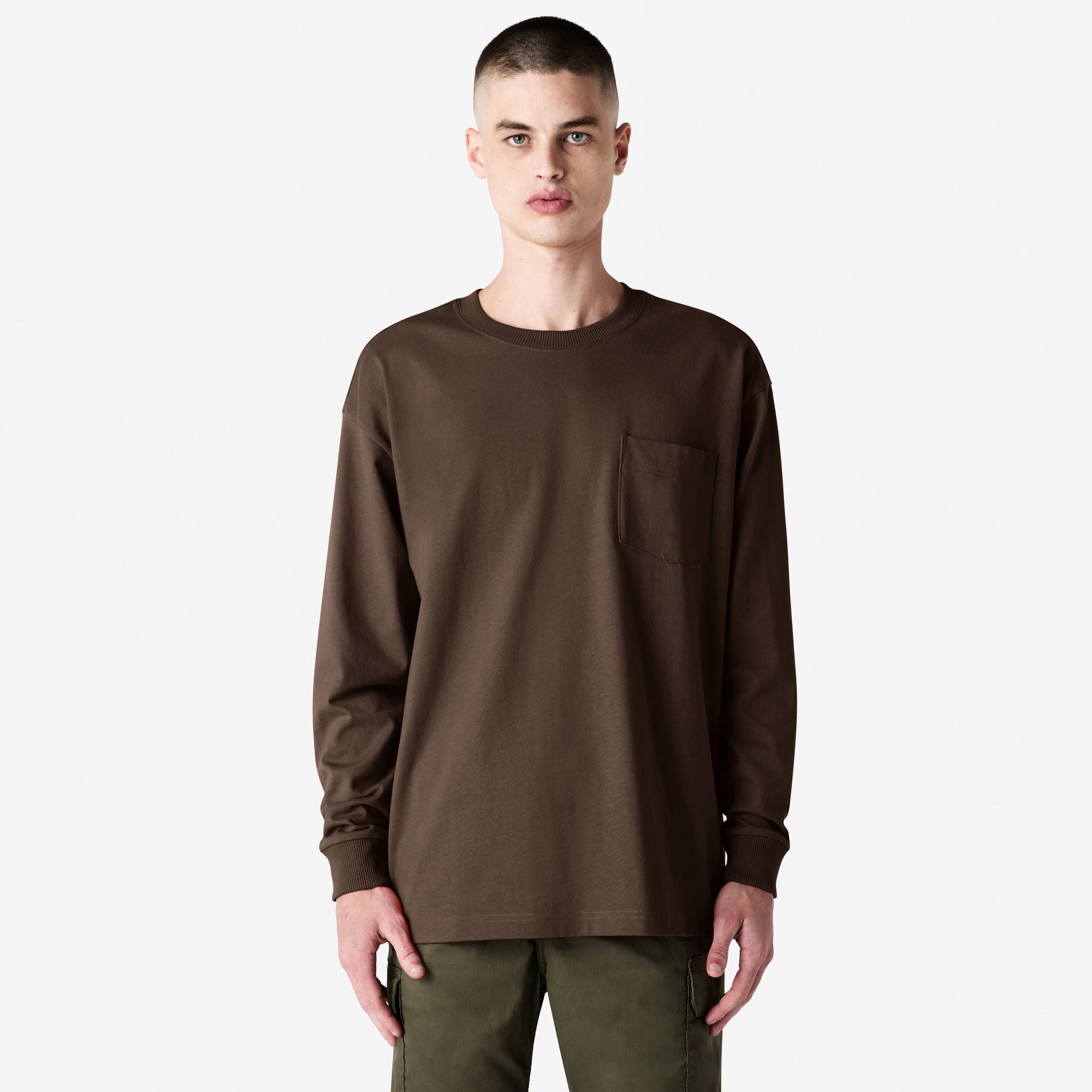 9410 American Apparel Super Heavyweight Long Sleeve T-Shirt with Pocket - Brown