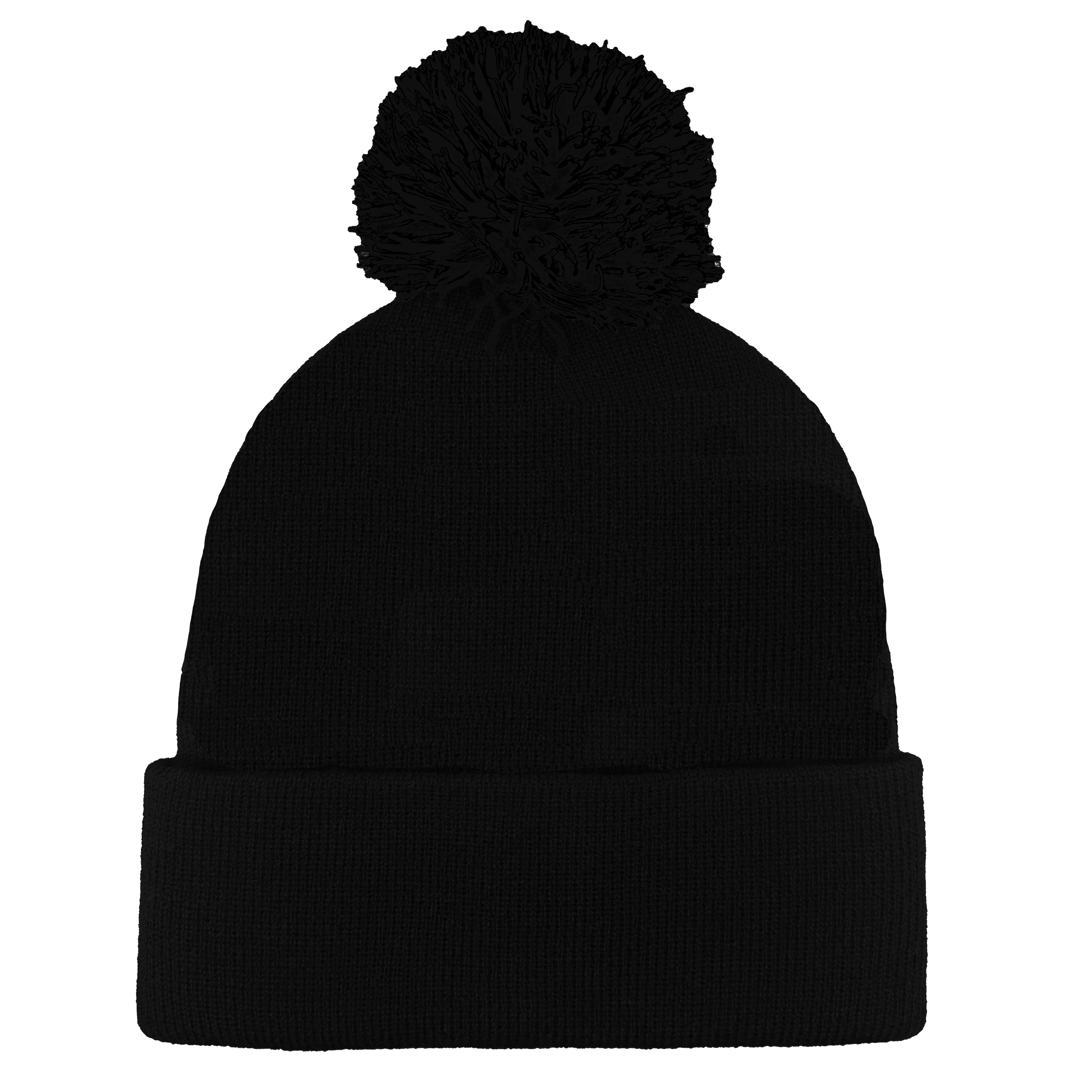 B1900 Headwear24 Cuffed Knitted Pom Pom Beanie - Black
