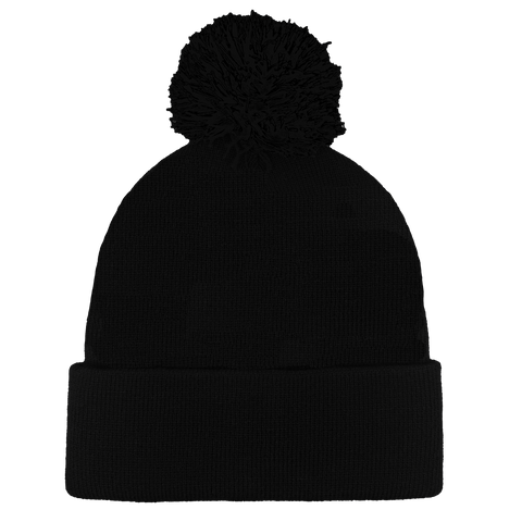 B1900 Headwear24 Cuffed Knitted Pom Pom Beanie - Black