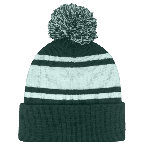 B1900 Headwear24 Cuffed Knitted Pom Pom Beanie - Bottle White