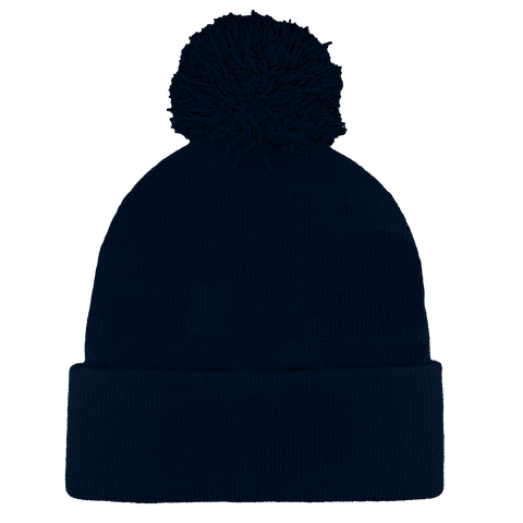 B1900 Headwear24 Cuffed Knitted Pom Pom Beanie - Navy