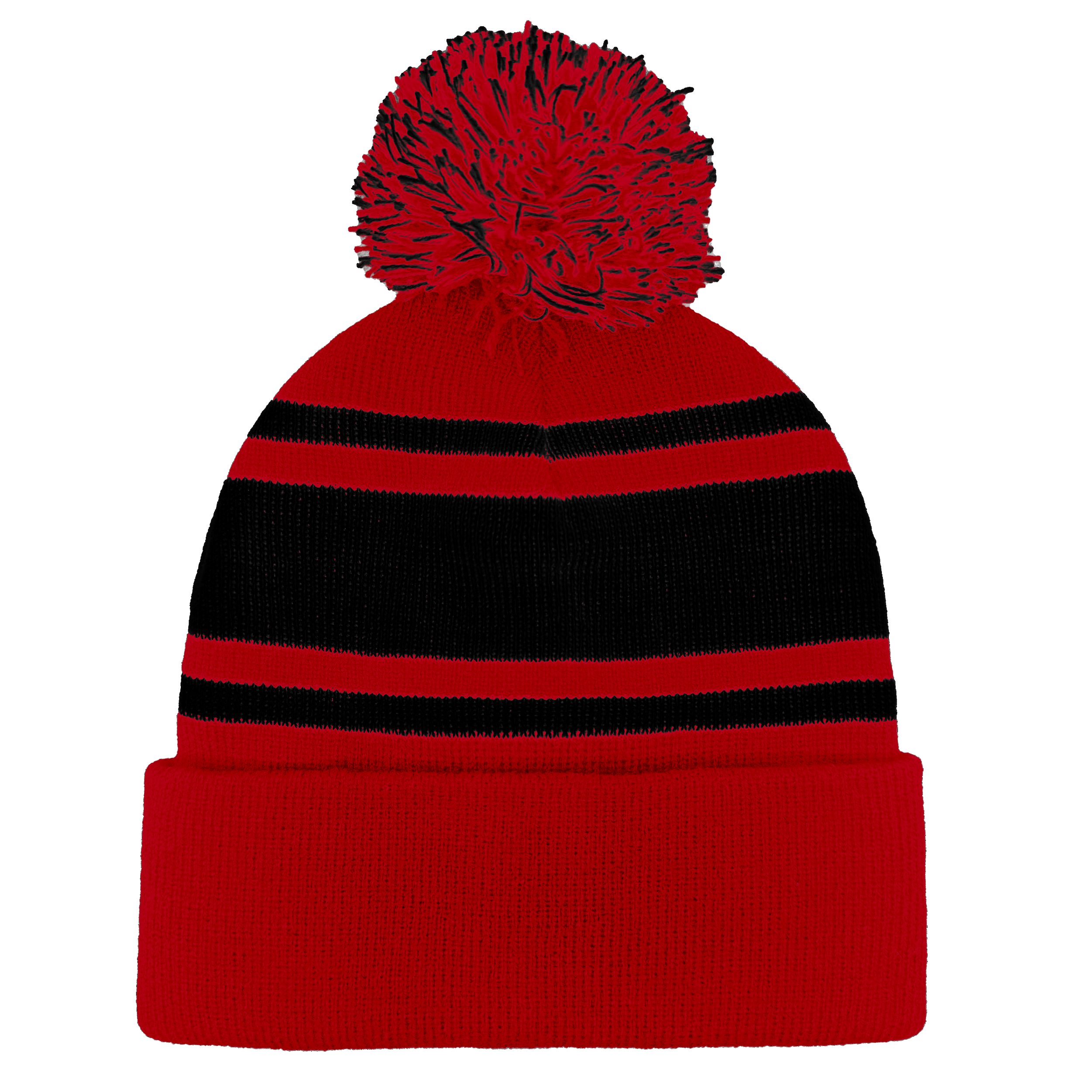 B1900 Headwear24 Cuffed Knitted Pom Pom Beanie - Red Black