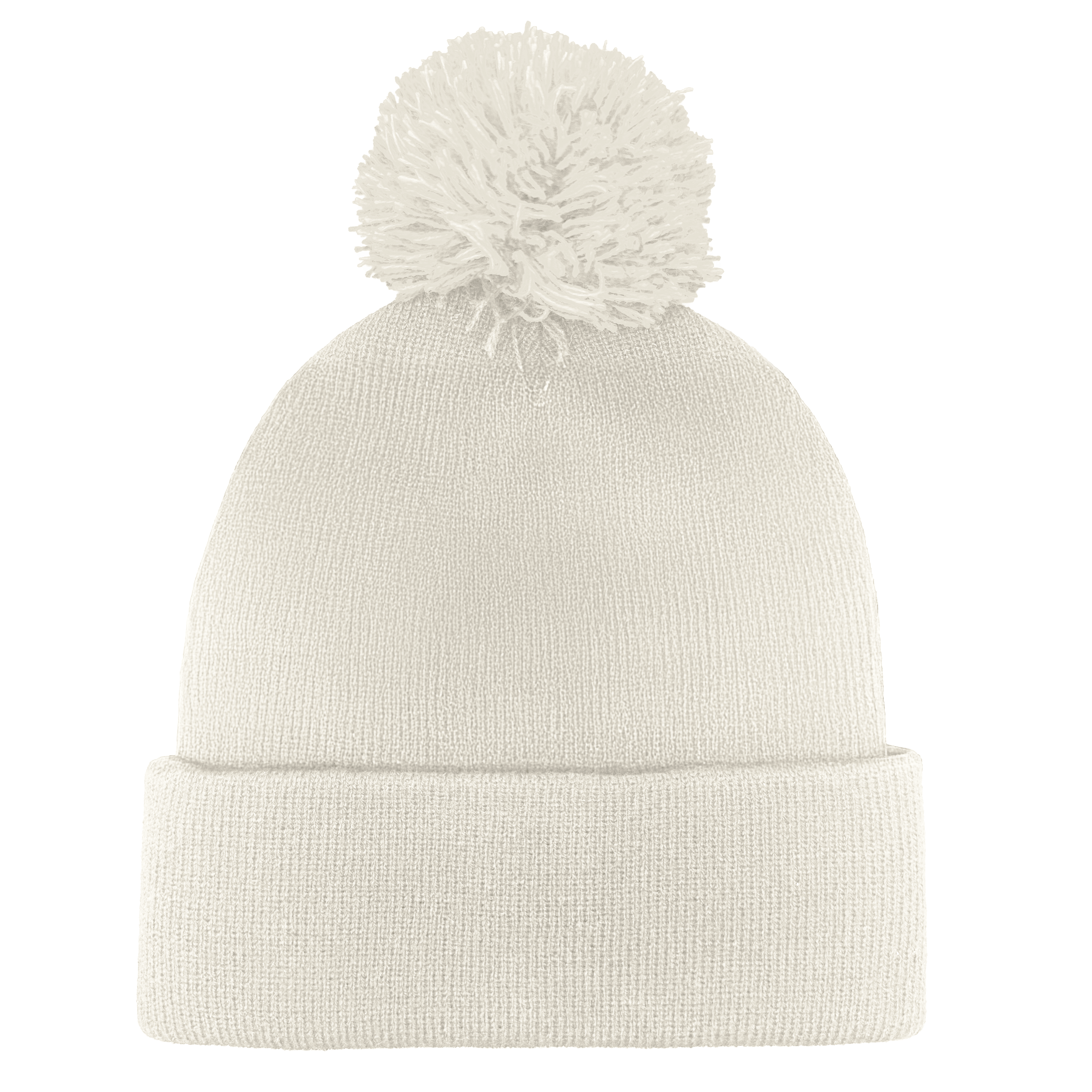 B1900 Headwear24 Cuffed Knitted Pom Pom Beanie - White