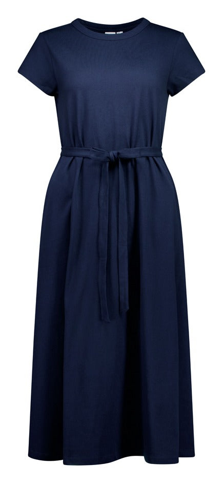 Grace Womens T-Shirt Midi Dress Navy front view