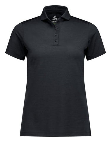 Phoenix Womens Short Sleeve Polo Black front view