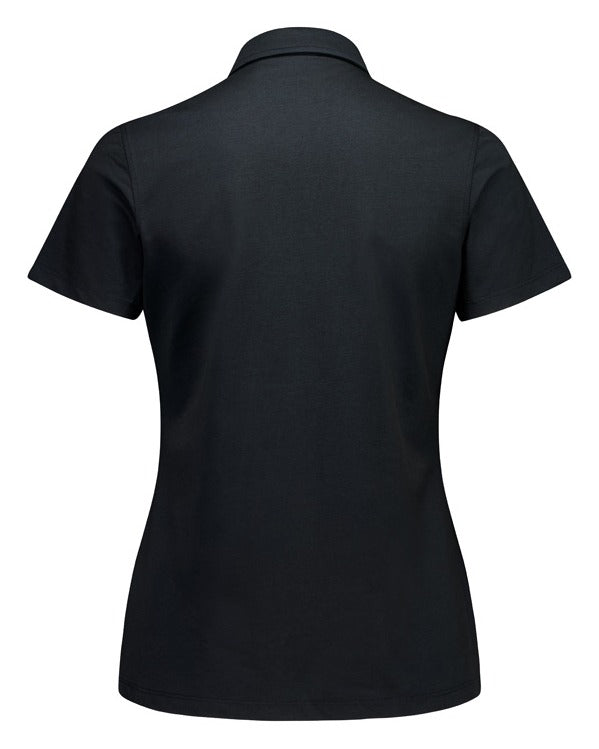 Venture Womens Short Sleeve Polo Black back view