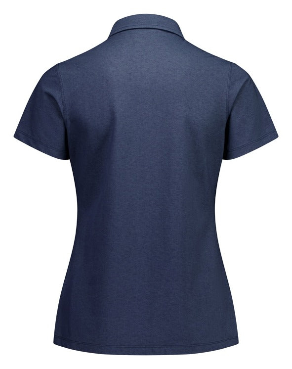 Venture Womens Short Sleeve Polo Denim Blue back view