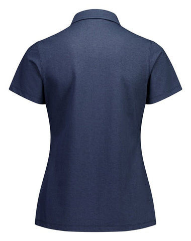 Venture Womens Short Sleeve Polo Denim Blue back view