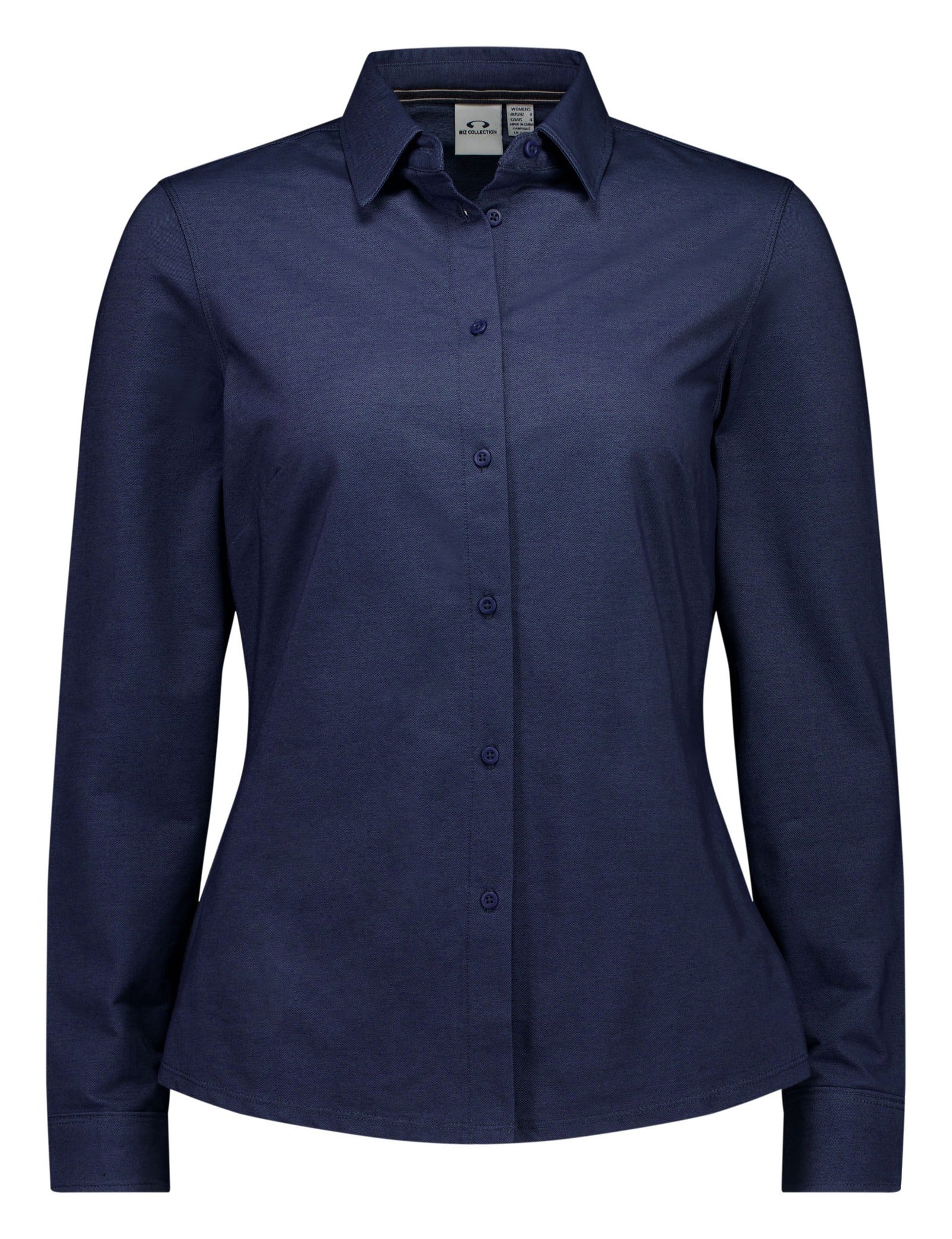 Venture Womens Long Sleeve Shirt Denim Blue front view