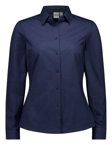 Venture Womens Long Sleeve Shirt Denim Blue front view