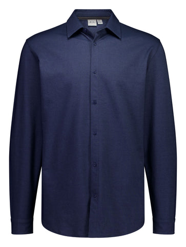 Venture Mens Long Sleeve Shirt Denim Blue front view