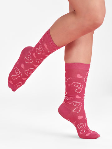 Pink Unisex Happy Feet Comfort Socks-CCS250U-inaura-0