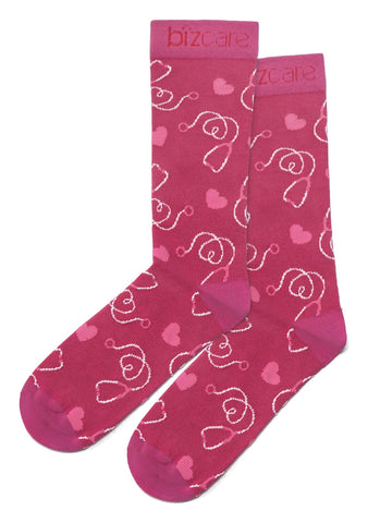 Pink Unisex Happy Feet Comfort Socks in Pink