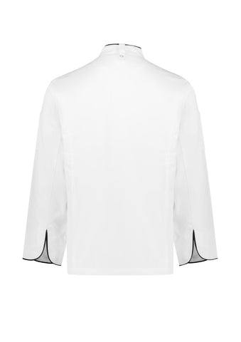Al Dente Mens Long Sleeve Chef Jacket White/Black back view