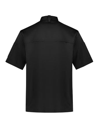 Zest Mens Short Sleeve Chef Jacket Black back view