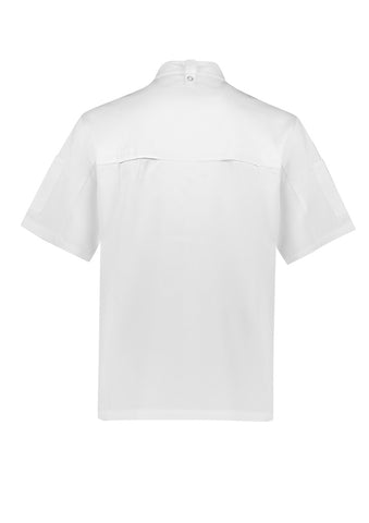 Zest Mens Short Sleeve Chef Jacket White back view