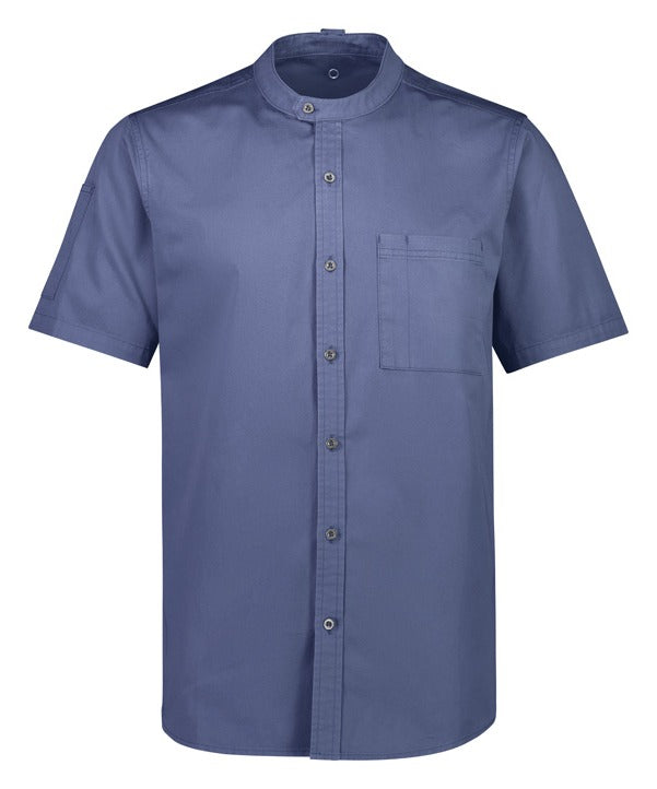 Salsa Mens Short Sleeve Chef Shirt Grey Smoke front view