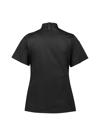 Alfresco Womens Short Sleeve Chef Jacket Black back view