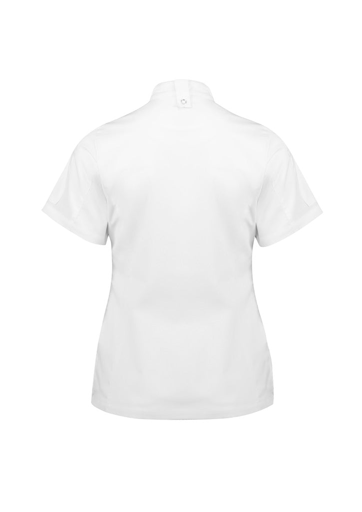 Alfresco Womens Short Sleeve Chef Jacket White back view