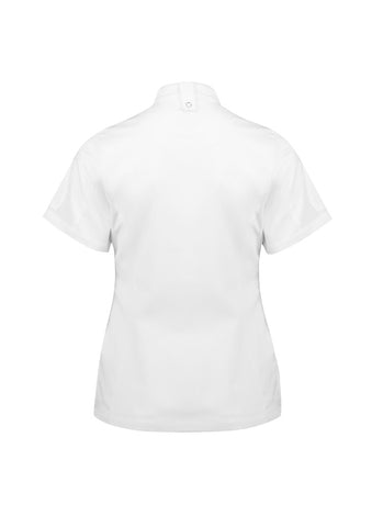 Alfresco Womens Short Sleeve Chef Jacket White back view