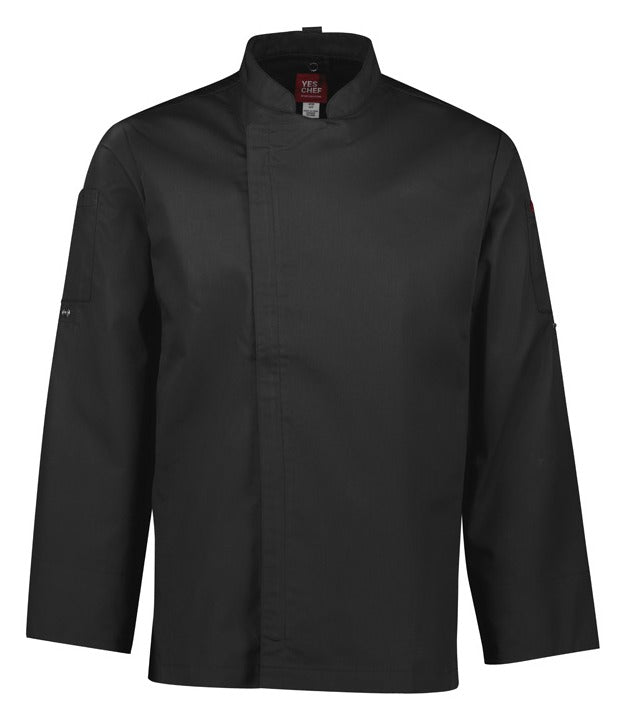 Alfresco Mens Long Sleeve Chef Jacket Black front view