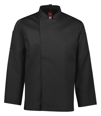 Alfresco Mens Long Sleeve Chef Jacket Black front view