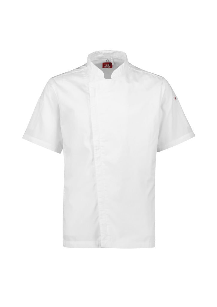 Alfresco Mens Short Sleeve Chef Jacket White front view