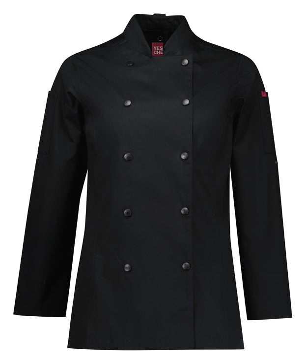 Gusto Womens Long Sleeve Chef Jacket in Black