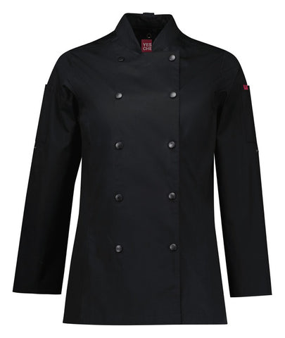 Gusto Womens Long Sleeve Chef Jacket in Black