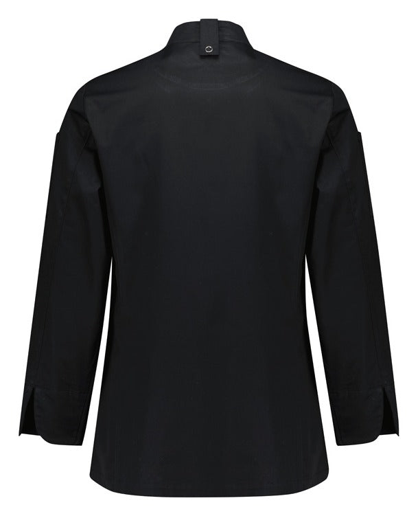 Gusto Womens Long Sleeve Chef Jacket Black back view