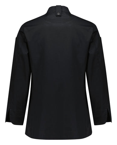 Gusto Womens Long Sleeve Chef Jacket Black back view