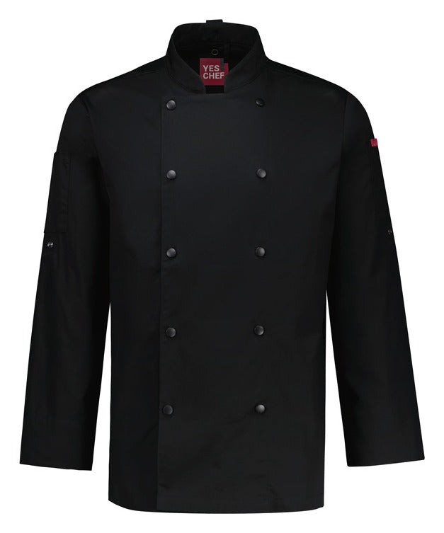 Gusto Mens Long Sleeve Chef Jacket in Black