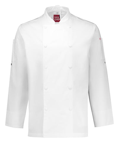 Gusto Mens Long Sleeve Chef Jacket White front view