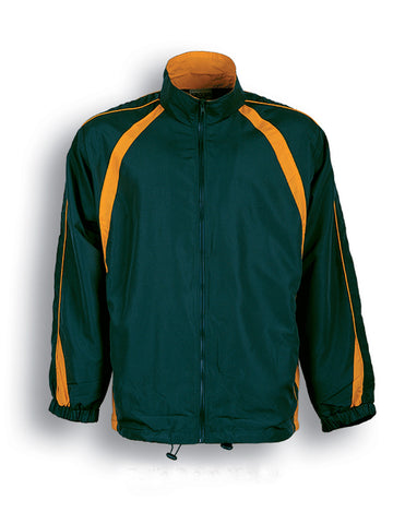 Unisex Adults Track Suit Jacket With Contrast Panels in Bottle Green/Gold