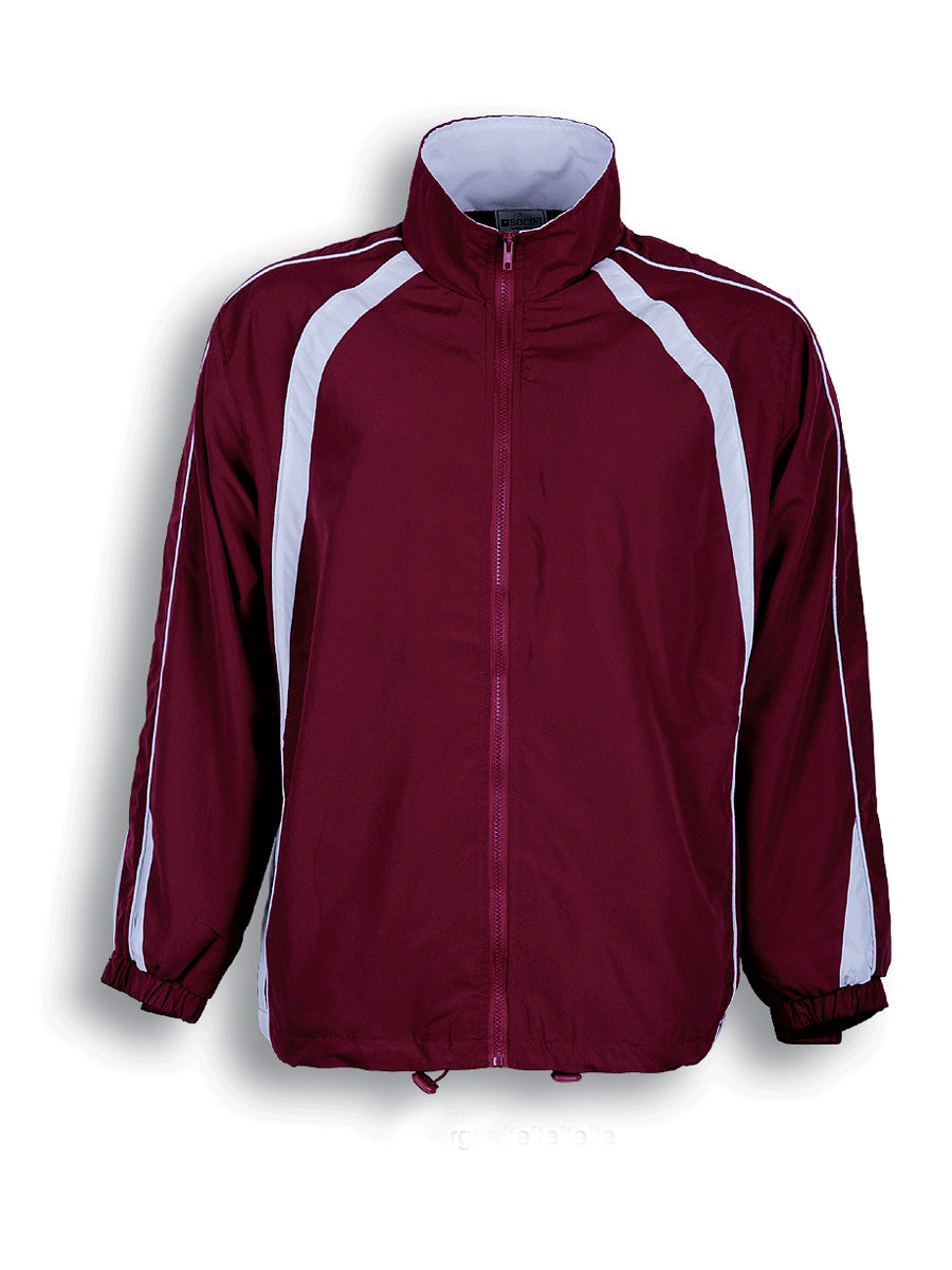 Unisex Adults Track Suit Jacket With Contrast Panels in Burgundy/White