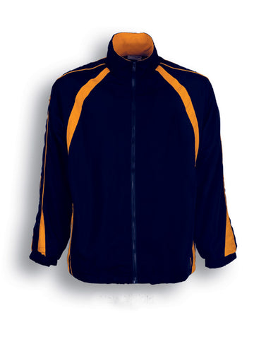 Unisex Adults Track Suit Jacket With Contrast Panels in Navy/Gold