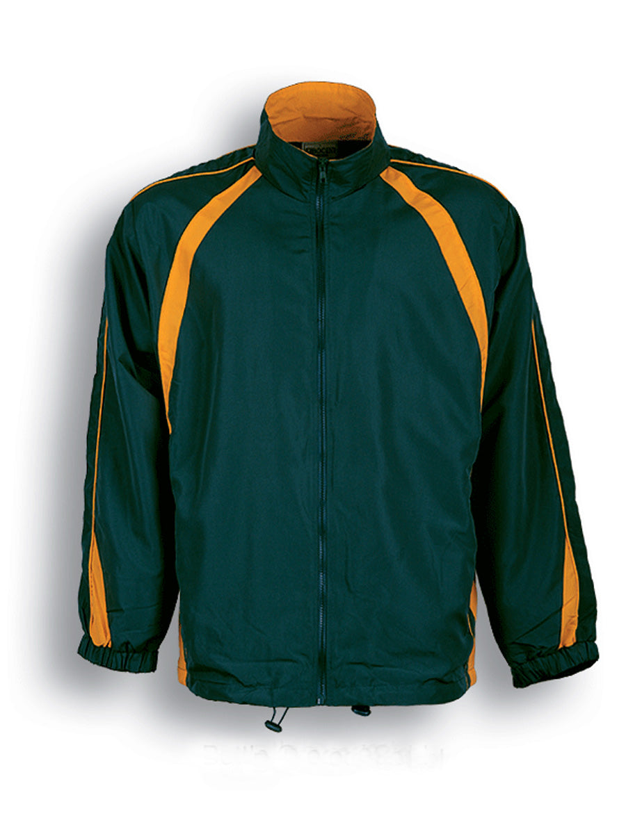 Kids Track Suit Jacket With Contrast Panels in Bottle Green/Gold
