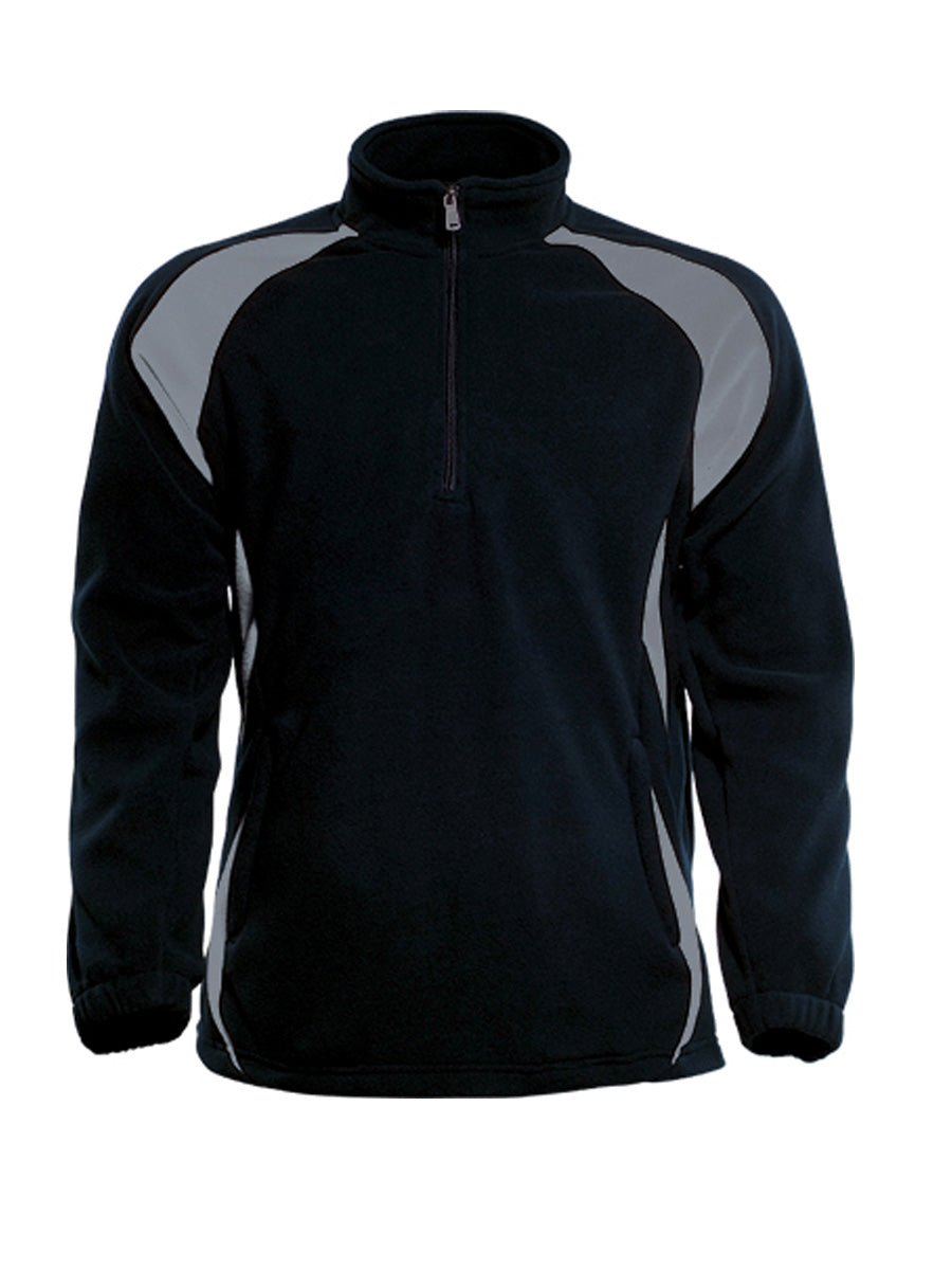 Unisex Adults 1/2 Zip Sports Pull Over Fleece in Black/Grey