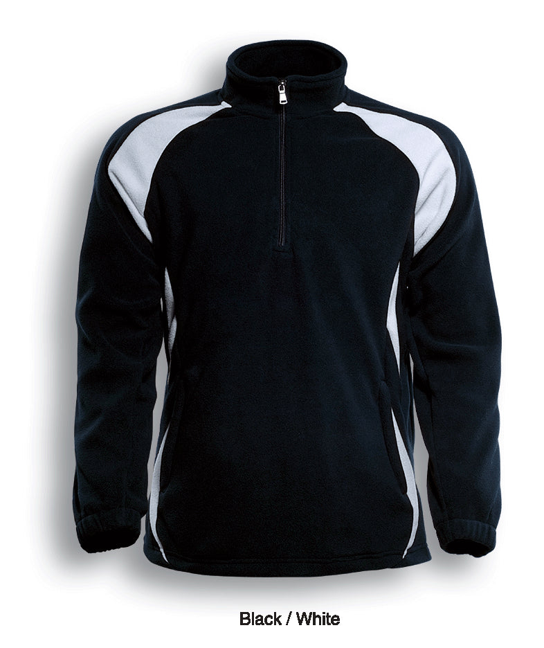 Unisex Adults 1/2 Zip Sports Pull Over Fleece in Black/White