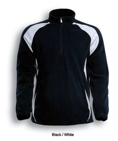 Unisex Adults 1/2 Zip Sports Pull Over Fleece in Black/White