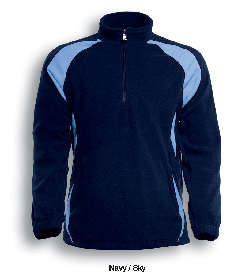 Unisex Adults 1/2 Zip Sports Pull Over Fleece in Navy/Sky Blue
