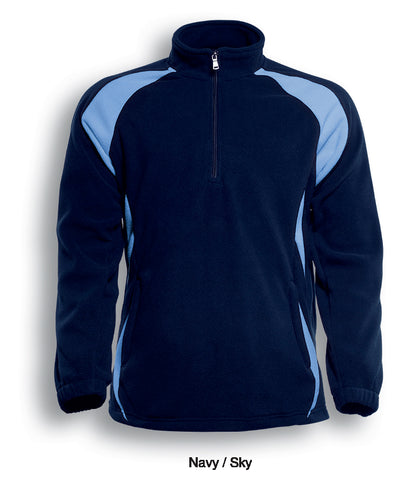 Unisex Adults 1/2 Zip Sports Pull Over Fleece in Navy/Sky Blue