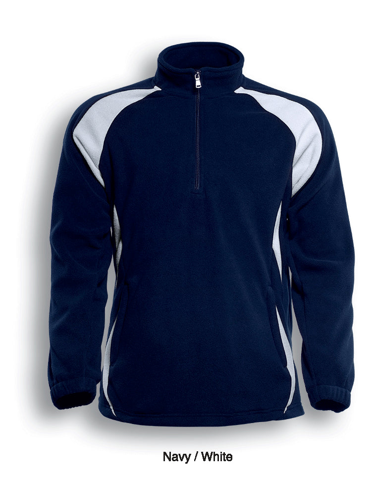 Unisex Adults 1/2 Zip Sports Pull Over Fleece in Navy/White