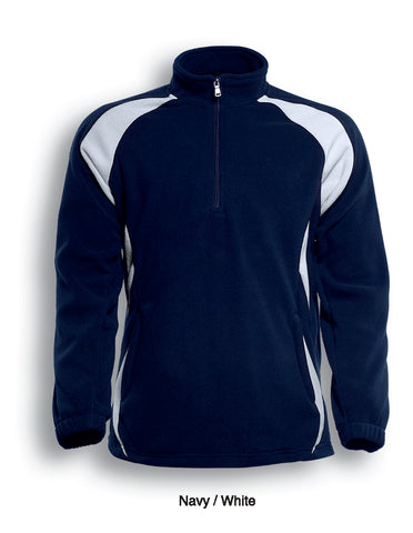 Unisex Adults 1/2 Zip Sports Pull Over Fleece in Navy/White