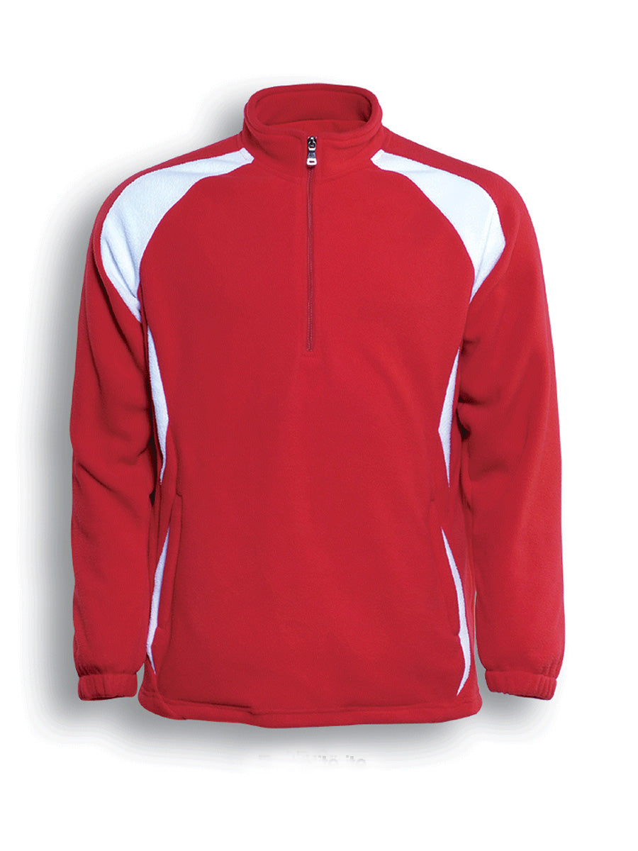 Unisex Adults 1/2 Zip Sports Pull Over Fleece in Red/White