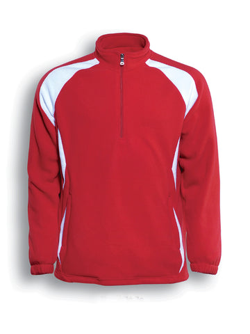 Unisex Adults 1/2 Zip Sports Pull Over Fleece in Red/White