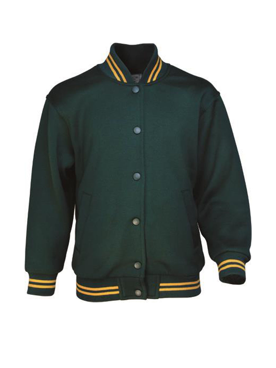 Kids School Wear Bomber Jacket in Bottle Green/Gold