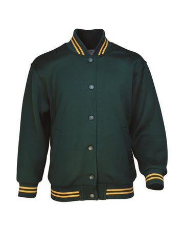 Kids School Wear Bomber Jacket in Bottle Green/Gold